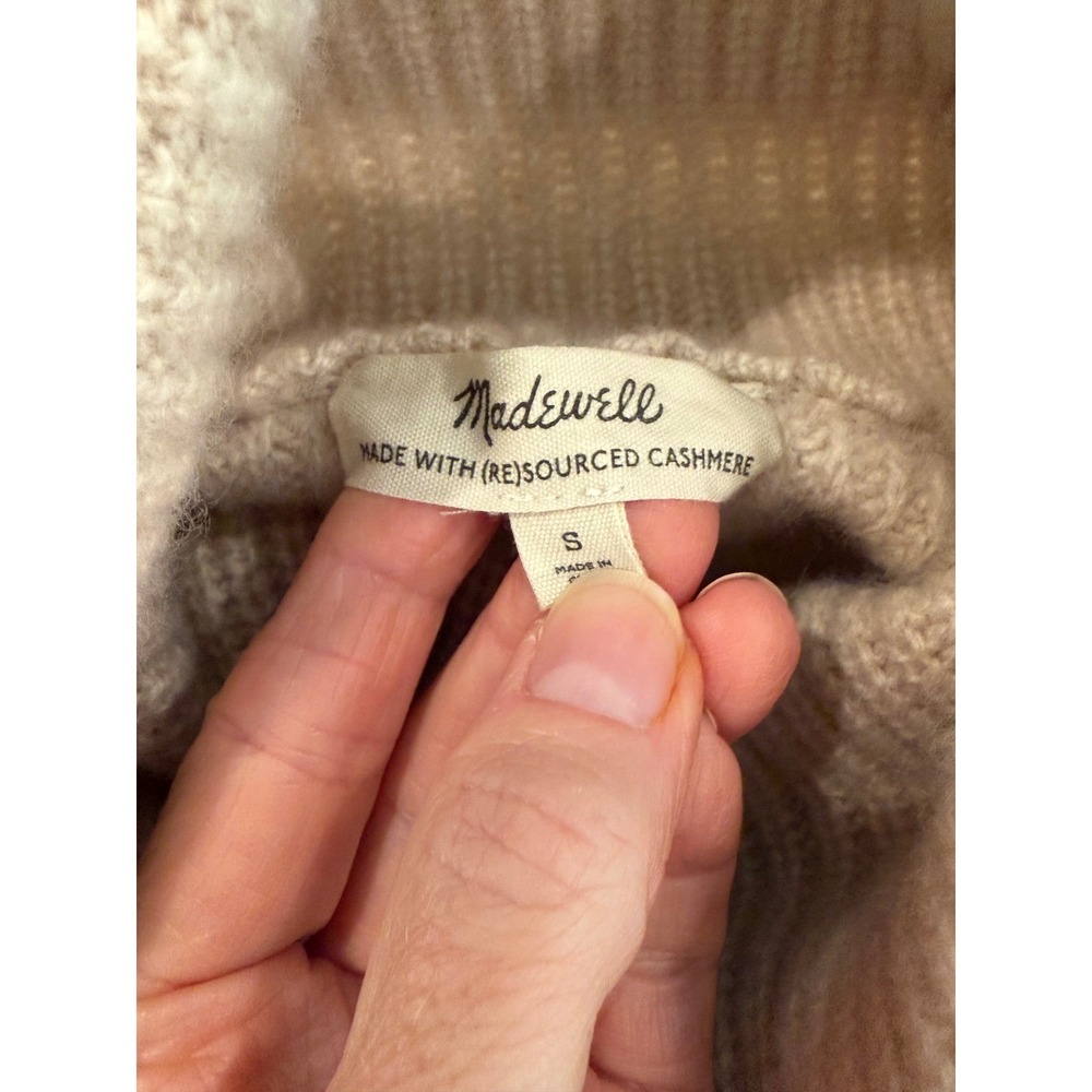 Madewell Resourced Cashmere Wool Turtleneck Cropped Sweater Beige Small - Picture 5 of 6